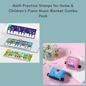 Children's Piano Music Blanket & Math Practice Stamps for Home Pack1 Combo Pack